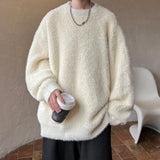 Wiaofellas  -  Fleece Sweaters Men Korean Thicken Warm Knitting Autumn Winter Loose Casual Mohair Long Sleeve Pullovers Streetwear