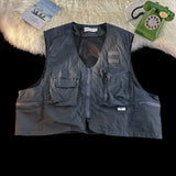 WIAOFELLAS  -  American Outdoor Multi-function Short Vest Jacket Basic Commuting Versatile Vest Cityboy Workwear Waistcoat Aesthetic Urban Chic