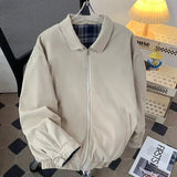 WIAOFELLAS  -  Spring and autumn new plaid double-sided jacket male couple double-sided jacket simple Korean version of the trend fashion coat