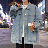 WIAOFELLAS  -  Denim Jacket Men's High Street Trendy Brand Loose Workwea Casual Versatile Lapel Couple Tops