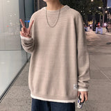 WIAOFELLAS  -  Mens Sweaters Fashion Casual Loose O Neck Oversize Harajuku Streetwear Knitwear Outwear