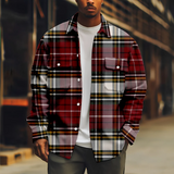 WIAOFELLAS  -  Cool Men's Red Jacket Line Print Long Sleeve Turn-down Collar Button Coat Casual Streetwear