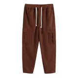 WIAOFELLAS  -  Men's Pants Corduroy Autumn Casual Breathable Wide-leg Multi-pocket Straight Trousers Loose Bottoms PLus Size XXXL