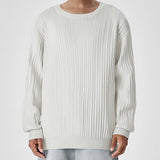 WIAOFELLAS  -  Casual Long Sleeve O Neck Knit Sweater Mens T Shirt Autumn Winter Fashionable Solid Color Jumpers For Men Daily Leisure Sweaters