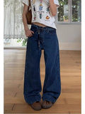 WIAOFELLAS  -  Retro Letter Straight Leg Jeans Fashionable Harajuku Ins Artistic and Popular Trend Baggy Jeans Y2k Coquette Denim Woman Pants