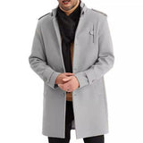 WIAOFELLAS  -  2025 Spring and Autumn New Men's Solid Color Y2K Wool Coat Fashion Trend Casual Daily Single-Breasted Mid-Length Windbreaker Men