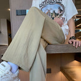 WIAOFELLAS  -  Cotton and Pants Summer Loose Fitting Leisure New Motion Sagging Sensation Straight Cylinder Sweatpants  Men's Pants Solid Color