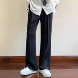 WIAOFELLAS  -  Summer Black Suit Pants Men Fashion Social Mens Dress Pants Korean Loose Bell-bottoms Pants Men Mens Office Formal Trousers