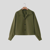 WIAOFELLAS  -  Men Jackets Solid Lapel Long Sleeve Button Loose Male Thin Coats Streetwear Korean Style Fashion Casual Outerwear Men