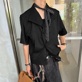 Wiaofellas  -  Men's Shirt Lapel Short Sleeve Summer Button Casual Menswear Clothing Camisa Streetwear Solid Fashion Shirts For Man