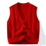 WIAOFELLAS  -  Cardigan Sweater for Men Autumn Winter Casual Knit Coat Loose Vest Sleeveless Vest for Men Sleeveless Cardigan Sweater Fashion