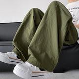 WIAOFELLAS  -  Korean Men's Casual Pants Trendy Solid Color Loose Straight Wide Leg Trousers Y2k Pantalones Hombre Baggy Overall Cargo Pants