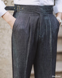 WIAOFELLAS  -  Fashion Mens Dress Pant High Waist Straight Pants Men Spring  Business Versatile Belt Trouser Gentleman Paris Button Pant