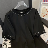 WIAOFELLAS  -  American Style Short-sleeved T-shirt for Men's Summer Top Metal Buttons and Versatile Casual Loose Pullover