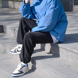 Wiaofellas  -  New  Men's Casual Straight Leg Pants Pure Color Versatile Trendy Brand Drapey Loose Long Pants Couple's Fashionable