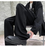 WIAOFELLAS  -  Brown Suit Pants Men Fashion Society Mens Black Dress Pants Korean Loose Straight Flared Pants Mens Office Formal Trousers M-2XL