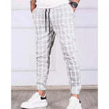 WIAOFELLAS  -  Plus Size S-3XL Men Plaid Joggers Pants Spring Autumn Fashion Casual DElastic Waist Slim Street Hip hop Black Grey Khaki Blue