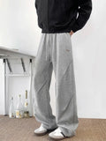Wiaofellas  -  Spring Pleated Design Straight-leg Sweatpants For Men New Y2K Vintage Baggy Long Pants Streetwear Sports Casual Trousers