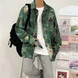 WIAOFELLAS  -  Trendy Brand Retro Oil Painting Printed Long-sleeved Shirt Men Street Loose Casual Couple Shirt Jacket