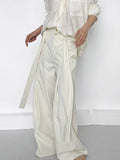 WIAOFELLAS  -  Trendy High Waist Drawstring Trousers Mens Streetwear Stylish Pleated Suit Pants Spring Autumn Casual Solid Color Loose Trousers