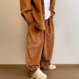 Wiaofellas  -  Mens Corduroy Casual Pants Autumn Winter New Genderless Fashion Street Solid Color Loose Floor-Length Straight Pants Unisex