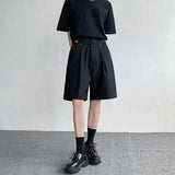 WIAOFELLAS  -  Summer Suit Shorts Men Fashion Social Mens Dress Shorts Korean Loose Black Ice Silk Shorts Mens Office Formal Shorts M-2XL