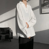 WIAOFELLAS  -  White Long Sleeved Shirt Men Oversized Society Mens Black Dress Shirt Korean Loose Casual Shirt Mens Formal Pullover Shirts