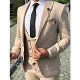 Wiaofellas  -  Formal Men's Suits Slim Fit 3 Pieces Italian Style Wedding Groom Tuxedo Peak Lapel Business Fashion Costume (Jacket+Pant+Vest)