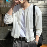 WIAOFELLAS  -  Men Shirt Solid Hollow Out See Through Long Sleeve Men Clothing Sexy Streetwear Fashion Party Casual Tops Male Shirts