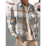 WIAOFELLAS  -  Fashionable and Elegant Lapel Checkered Men's Shirt Retro Furry Casual Long-sleeved Jacket Loose Versatile Shirt