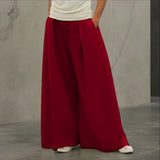WIAOFELLAS  -  Men Wide Leg Pants Solid Color Joggers Loose Elastic Waist Trousers Men Streetwear Fashion Casual Long Pants S-5XL