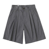 Wiaofellas  -  Men Commuter Plain Soft Pleated Suit Shorts Summer Fashion Youth Campus Outdoor Leisure Five Point Pants Men'S Clothing New