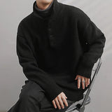 Wiaofellas  -  fall outfits men Men's Clothing Korean Popular Knitted Long Sleeve Patchwork Pullover Sweaters Light Luxury Leisure Retro Button-down Knitwear