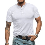 WIAOFELLAS  -  Summer Men's T-shirts Short Sleeve Round Neck Henley Shirt Casual Cotton Tops for Men Breathable Loose Fit