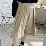 Wiaofellas New Niche Design Pasted High Waist Khaki Causal Wide Leg Shorts Summer Korean Trend Men's Knee Length Pants 2Y8372