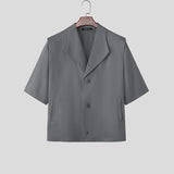 Wiaofellas  -  Men's Shirt Lapel Short Sleeve Summer Button Casual Menswear Clothing Camisa Streetwear Solid Fashion Shirts For Man