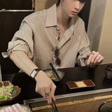 WIAOFELLAS  -  Mens Long Sleeve Shirt Stylish Casual Top Trendy Loose Fit Shirt Jacket