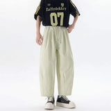 WIAOFELLAS  -  Simple Men's Casual Pants Drawstring Design Solid Color Bottom Elastic Waist Straight Wide Leg Loose Male Trousers