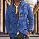 WIAOFELLAS  -  Autumn Winter New Fashion Men's Casual Trendy Loose Long Sleeve Turn-down Collar Single-breasted Knitted Sweater Coat Male