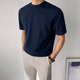 Wiaofellas  -  Summer Men's Fashion Cotton Solid Color Loose T Shirt Mens Short Sleeve Casual Tops Male Streetwear O-neck Top Tees V37