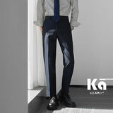 Wiaofellas  -  Slim-fitting Straight-leg Trousers for Men's Casual Pants Draped High-end Micro-cone Nine-point Suit Pants