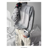 WIAOFELLAS  -  Autumn Winter New Style Patchwork High Neck Knit Sweater Men Casual Design Stand Collar Lazy Base Layer Premium Top