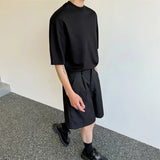 Wiaofellas  -  Men Clothing Summer Short Sleeve Double Round Collar T-shirt New Korean Fashion Tee Loose Streetwear Tops For Male