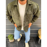 WIAOFELLAS  -  Casual Lapel Corduroy Cardigan Men's New Autumn Solid Color Long-sleeved Jacket Fashionable Men's Casual Fashion Coat