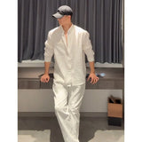 WIAOFELLAS  -  100% Cotton Men's Linen-Textured Long Sleeve Shirt – Breathable Classic Fit for Casual Minimalist Style Loose and Casual.