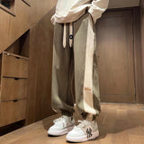 WIAOFELLAS  -  Fashion Retro Thickened Warm Men Casual Pants Winter Streetwear Hip Hop Patchwork Striped Straight Leg Male Sweatpants Trousers