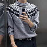 Wiaofellas  -  Autumn Winter Casual Mens Jumper Tops Knitting Long Sleeve Crew Neck Sweaters For Men Daily Leisure Slim Knitted Sweater