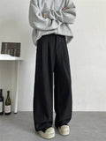 Wiaofellas  -  Black Casual Street Style Men's Pants Pleated Loose Simple American Design Durable Autumn Fashion Youthful Energy Wind