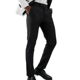 Wiaofellas  -  Black Men Pants with Side Satin Stripe One Piece Official Slim Fit Formal Male Trousers Fashion Clothes for Wedding Evening