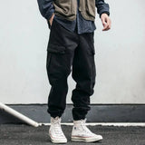 Wiaofellas  -  Retro Japanese Washed Trousers for Men Loose Fit Casual Pants Youth Pure Color Slimming Small Footwear Workwear Trousers